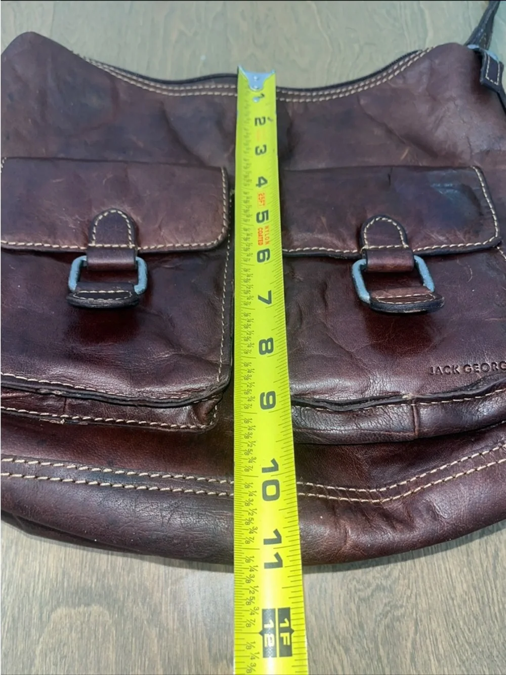 Jack Georges Voyager Crossbody / Shoulder Bag Dark Brown Genuine Leather NICE